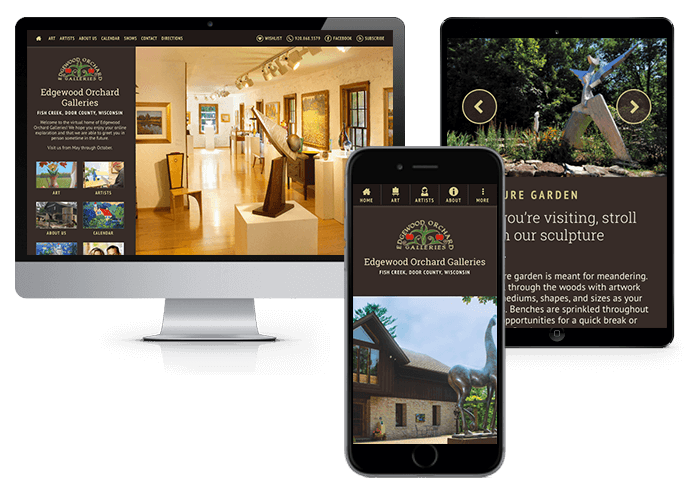 Edgewood Orchard Galleries website on various devices