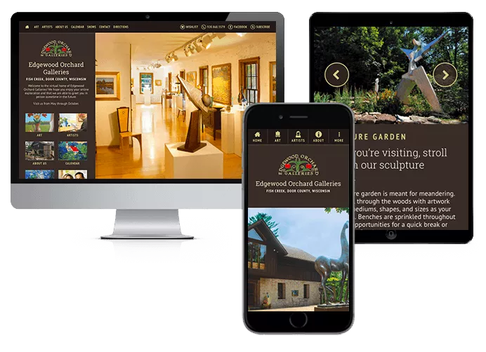 Edgewood Orchard Galleries website on various devices